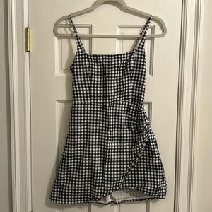 Abercrombie Scoopneck Wrap Mini Dress in Navy Check